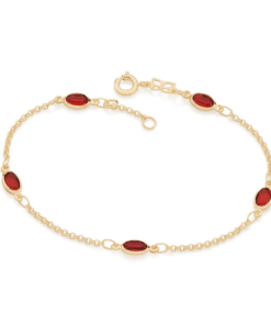 Pulseira folheada a ouro com cristais vermelhos - tam.19 5516141933