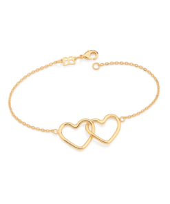 Pulseira dois corações entrelaçados folheada a ouro -  5517131900