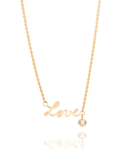 Gargantilha folheada a ouro com pingente love composto por zircônia - 5315314506