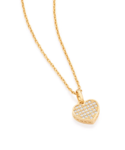Cordão folheado a ouro com coração cravejado por zircônias -  5315985006