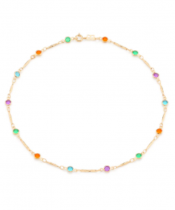 Gargantilha choker folheada a ouro com cristais redondos  5319583714