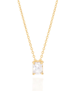 Gargantilha folheada a ouro com cristal retangular -  5321514506