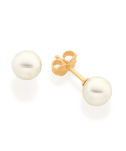 Brinco solitário folheado a ouro com pérolas sintéticas - tam.único 5201870026
