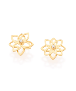 Brinco folheado a ouro flor com zircônias - tam.único 525460000
