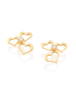 Brinco folheado a ouro com corações e zircônias - tam.único 525569000