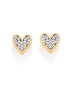 Brinco coração folheado a ouro com aplicação de rhodium - tam.único 5266830006