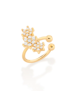Brinco piercing de pressão flores folheado a ouro com zircônias - tam.único 5269750006