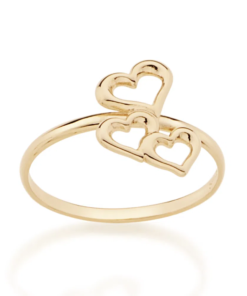 Anel skinny ring folheado a ouro com corações vazados