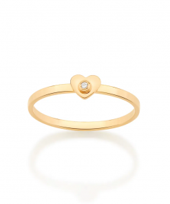 Anel skinny ring folheado a ouro com coração